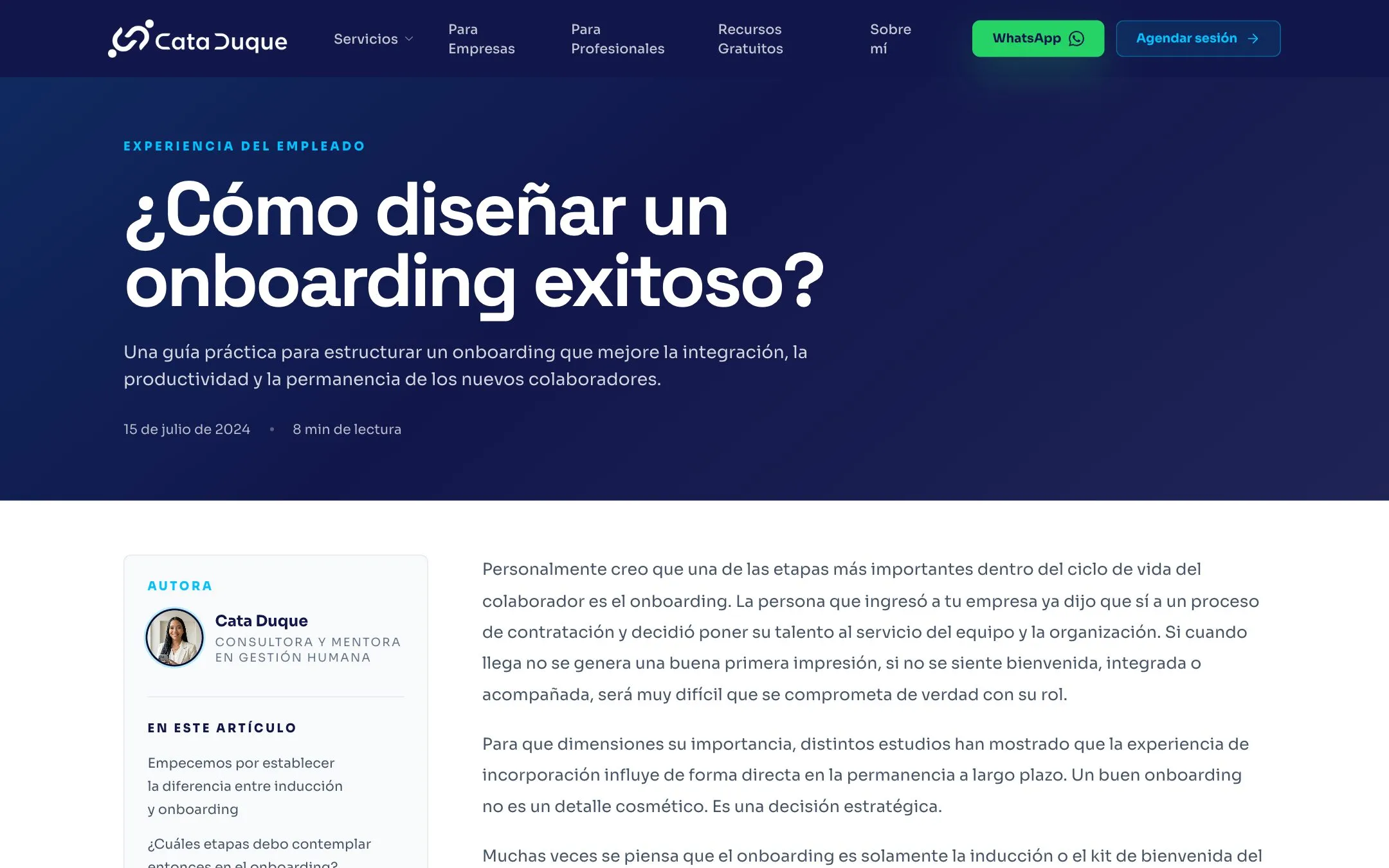 Artículo del blog de Cata Duque